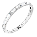 14K Gold Straight Baguette Natural Diamond Channel-Set Baguette Eternity Band – 3x1.25 mm Stones - White Gold