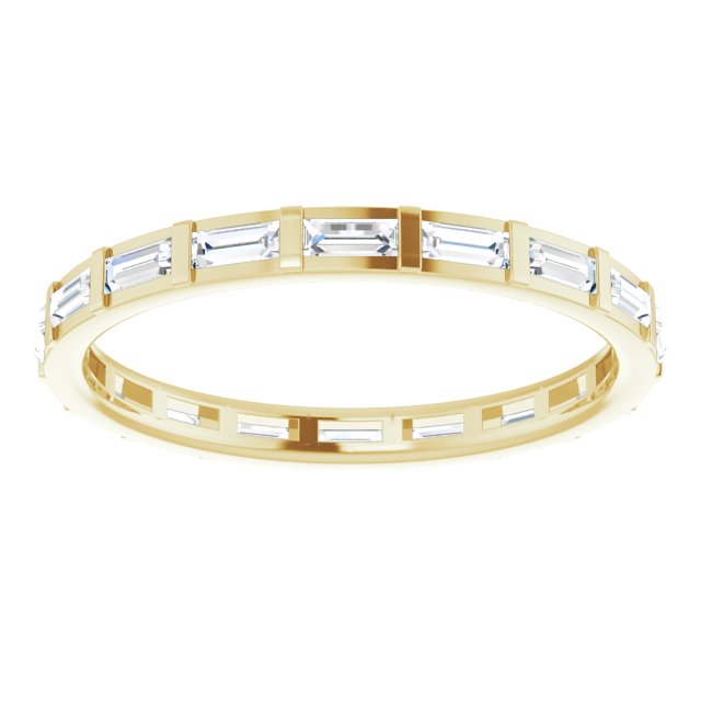 14K Gold Straight Baguette Natural Diamond Channel-Set Baguette Eternity Band – 3x1.25 mm Stones - Yellow Gold - view 3