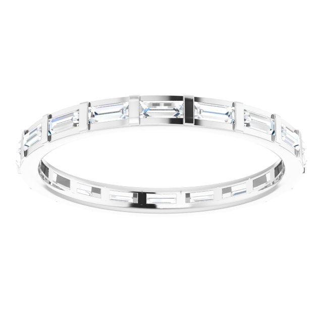 Platinum Straight Baguette Natural Diamond Channel-Set Baguette Eternity Band – 3x1.25 mm Stones - view 3