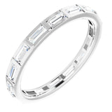 14K Gold Straight Baguette Natural Diamond Channel-Set Baguette Eternity Band – 3x1.25 mm Stones - White Gold