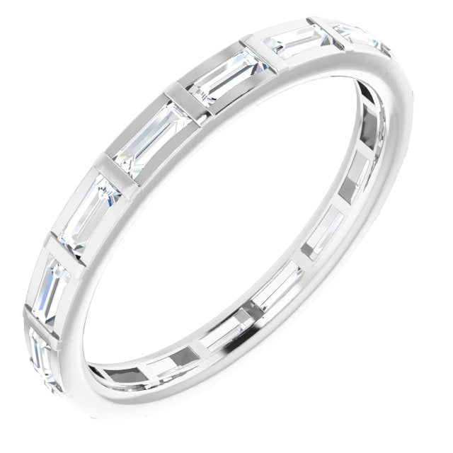 14K Gold Straight Baguette Natural Diamond Channel-Set Baguette Eternity Band – 3x1.25 mm Stones - White Gold