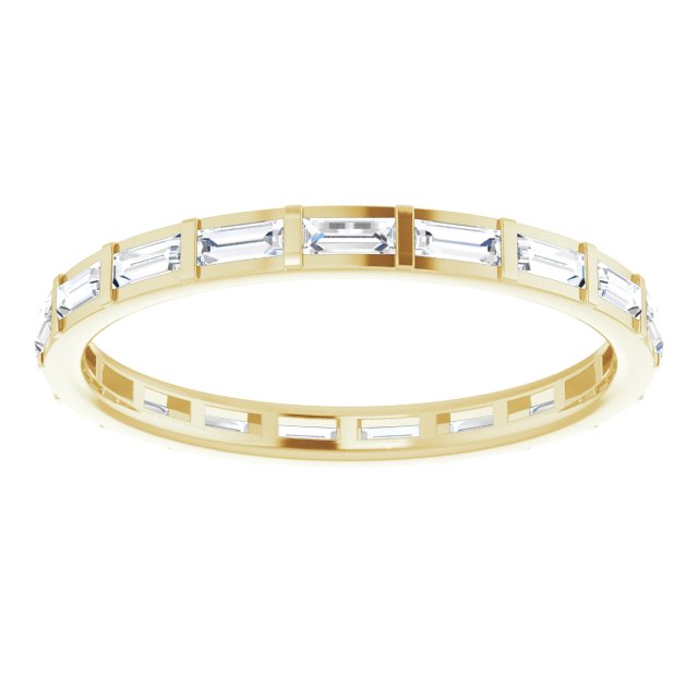 14K Gold Straight Baguette Natural Diamond Channel-Set Baguette Eternity Band – 3x1.25 mm Stones - Yellow Gold - view 3
