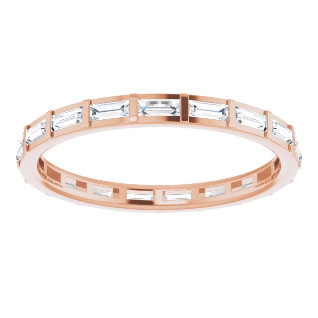 14K Gold Straight Baguette Natural Diamond Channel-Set Baguette Eternity Band – 3x1.25 mm Stones - Rose Gold - view 3