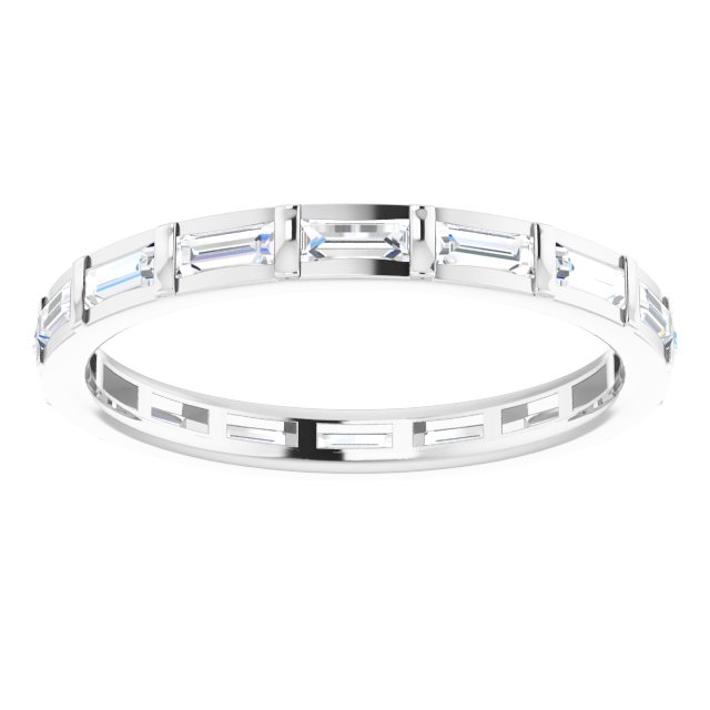 Platinum Straight Baguette Natural Diamond Channel-Set Baguette Eternity Band – 3x1.25 mm Stones - view 3