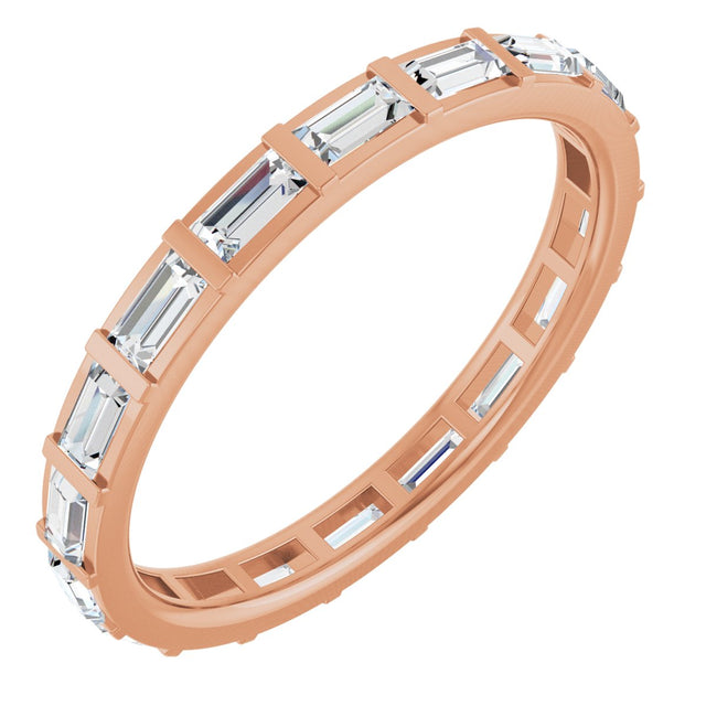 14K Gold Straight Baguette Natural Diamond Channel-Set Baguette Eternity Band – 3x1.5 mm Stones - Rose Gold