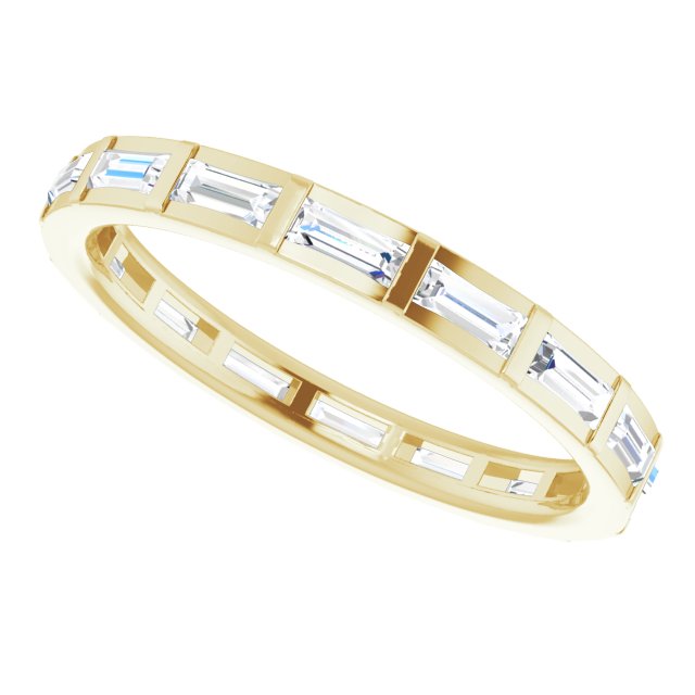 14K Gold Straight Baguette Natural Diamond Channel-Set Baguette Eternity Band – 3x1.25 mm Stones - Yellow Gold - view 5