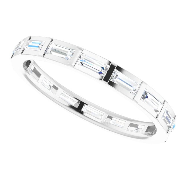 Platinum Straight Baguette Natural Diamond Channel-Set Baguette Eternity Band – 3x1.25 mm Stones - view 5