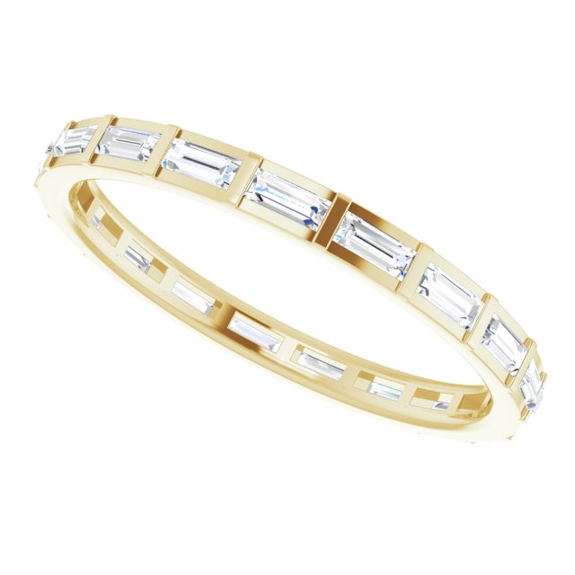 14K Gold Straight Baguette Natural Diamond Channel-Set Baguette Eternity Band – 3x1.25 mm Stones - Yellow Gold - view 5