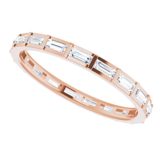 14K Gold Straight Baguette Natural Diamond Channel-Set Baguette Eternity Band – 3x1.25 mm Stones - Rose Gold - view 5