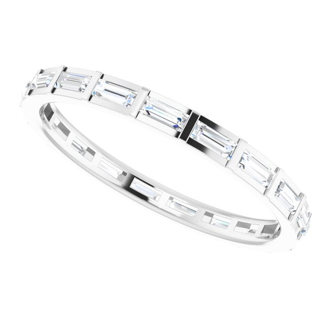 Platinum Straight Baguette Natural Diamond Channel-Set Baguette Eternity Band – 3x1.25 mm Stones - view 5