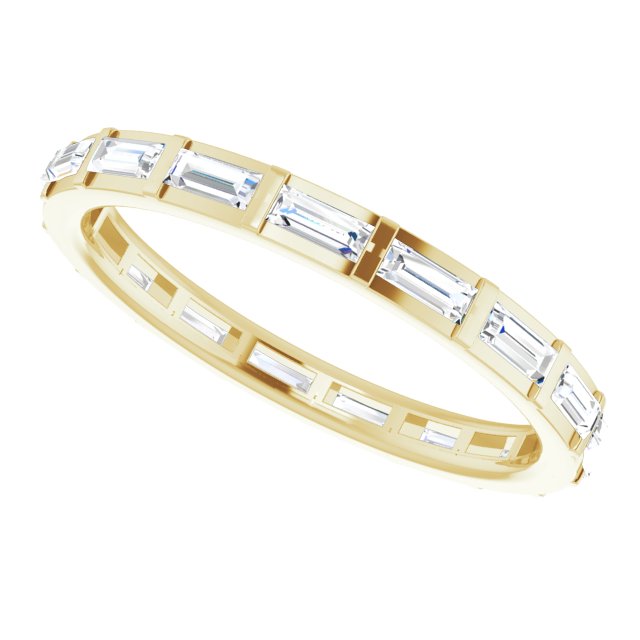 14K Gold Straight Baguette Natural Diamond Channel-Set Baguette Eternity Band – 3x1.25 mm Stones - Yellow Gold - view 5