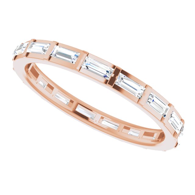 14K Gold Straight Baguette Natural Diamond Channel-Set Baguette Eternity Band – 3x1.25 mm Stones - Rose Gold - view 5