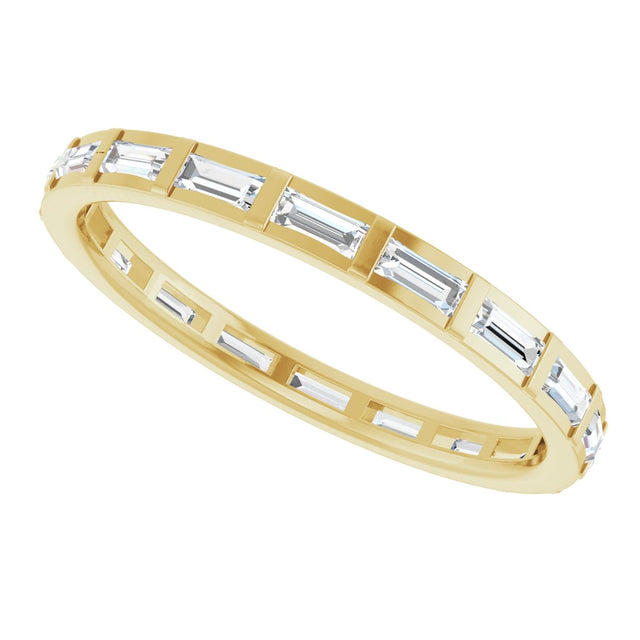 14K Gold Straight Baguette Natural Diamond Channel-Set Baguette Eternity Band – 3x1.25 mm Stones - Yellow Gold - view 5