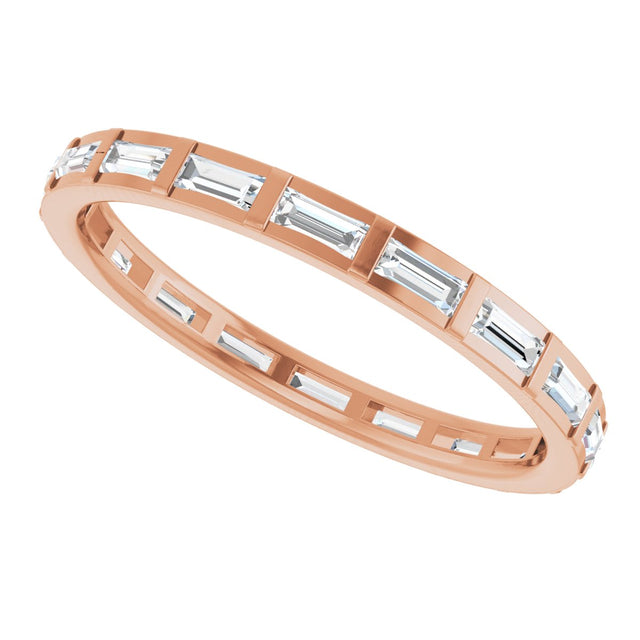 14K Gold Straight Baguette Natural Diamond Channel-Set Baguette Eternity Band – 3x1.25 mm Stones - Rose Gold - view 5