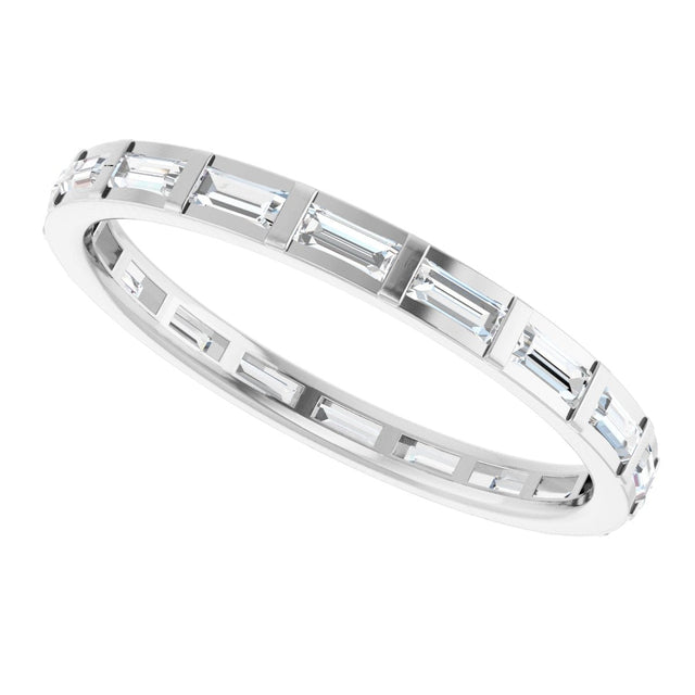 Platinum Straight Baguette Natural Diamond Channel-Set Baguette Eternity Band – 3x1.25 mm Stones - view 5