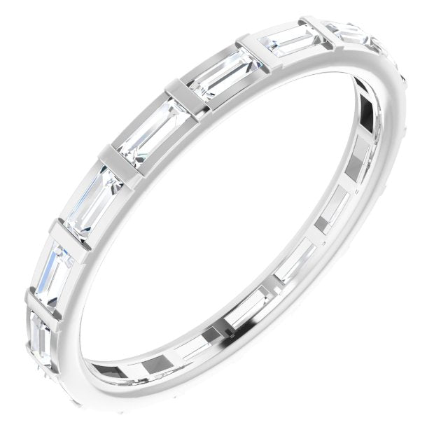 14K Gold Straight Baguette Natural Diamond Channel-Set Baguette Eternity Band – 3x1.25 mm Stones - White Gold