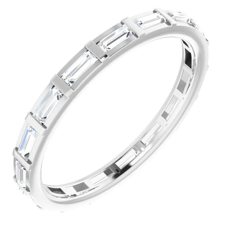 Platinum Straight Baguette Natural Diamond Channel-Set Baguette Eternity Band – 3x1.25 mm Stones