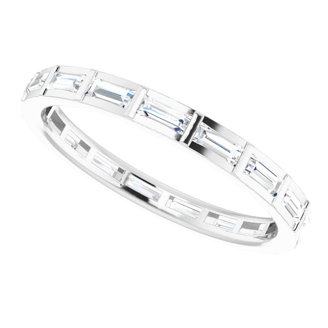 Platinum Straight Baguette Natural Diamond Channel-Set Baguette Eternity Band – 3x1.25 mm Stones - view 5