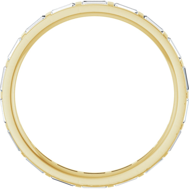 14K Gold Straight Baguette Natural Diamond Channel-Set Baguette Eternity Band – 3x1.25 mm Stones - Yellow Gold - view 2