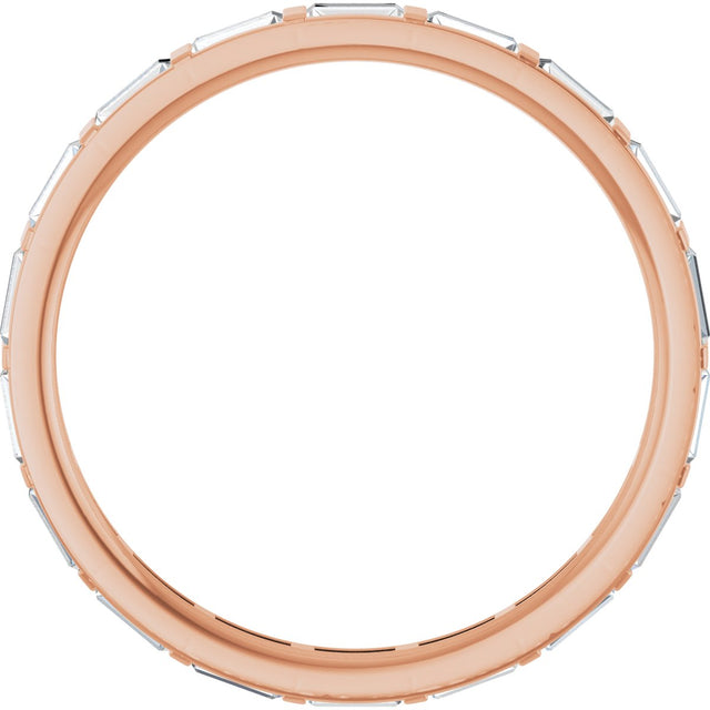 14K Gold Straight Baguette Natural Diamond Channel-Set Baguette Eternity Band – 3x1.25 mm Stones - Rose Gold - view 2