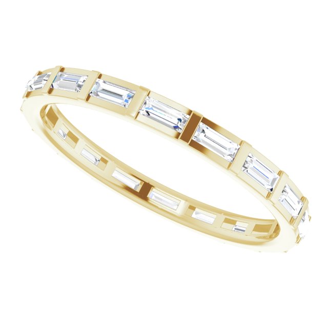 14K Gold Straight Baguette Natural Diamond Channel-Set Baguette Eternity Band – 3x1.25 mm Stones - Yellow Gold - view 5