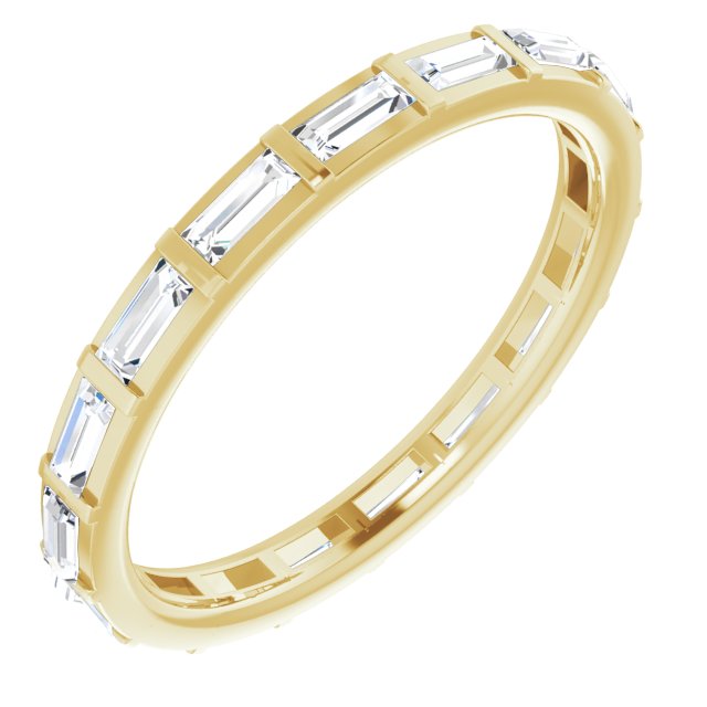 14K Gold Straight Baguette Natural Diamond Channel-Set Baguette Eternity Band – 3x1.25 mm Stones - Yellow Gold