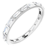 14K Gold Straight Baguette Natural Diamond Channel-Set Baguette Eternity Band – 3x1.25 mm Stones - White Gold