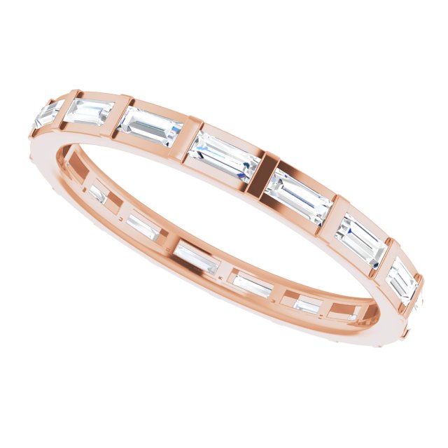 14K Gold Straight Baguette Natural Diamond Channel-Set Baguette Eternity Band – 3x1.25 mm Stones - Rose Gold - view 5
