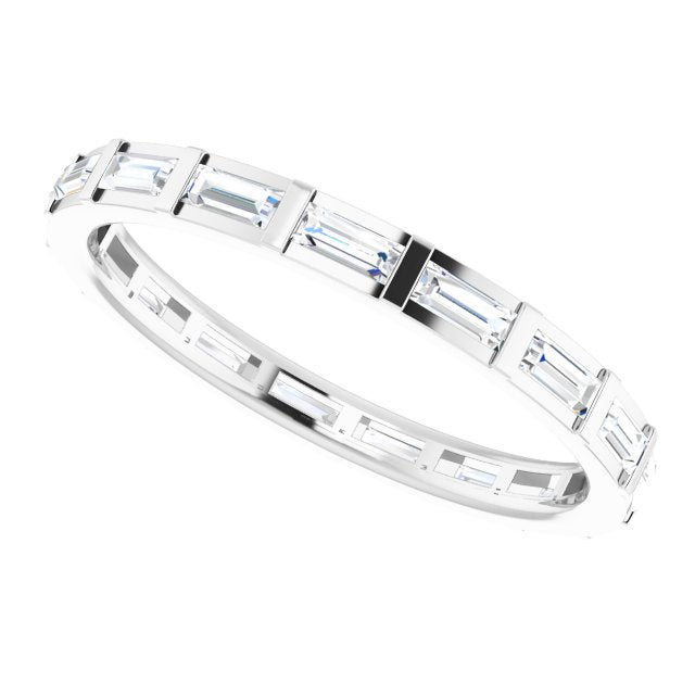 Platinum Straight Baguette Natural Diamond Channel-Set Baguette Eternity Band – 3x1.25 mm Stones - view 5