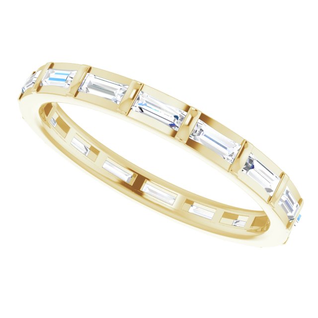 14K Gold Straight Baguette Natural Diamond Channel-Set Baguette Eternity Band – 3x1.25 mm Stones - Yellow Gold - view 5