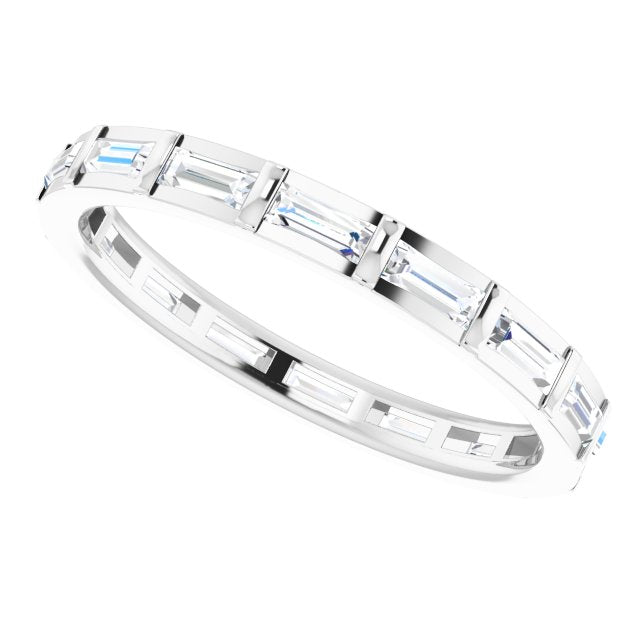 Platinum Straight Baguette Natural Diamond Channel-Set Baguette Eternity Band – 3x1.25 mm Stones - view 5