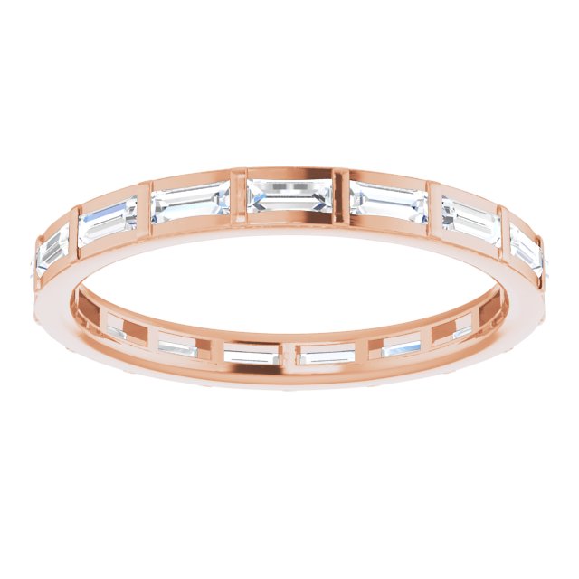 14K Gold Straight Baguette Natural Diamond Channel-Set Baguette Eternity Band – 3x1.25 mm Stones - Rose Gold - view 3