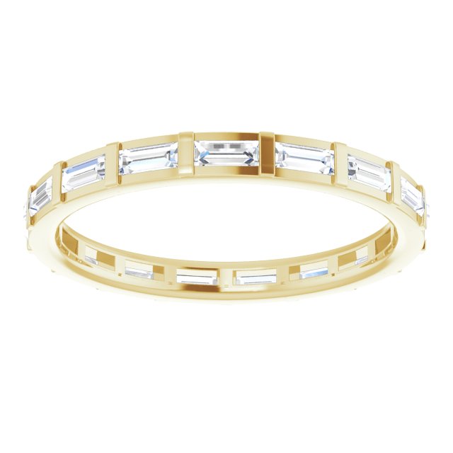 14K Gold Straight Baguette Natural Diamond Channel-Set Baguette Eternity Band – 3x1.25 mm Stones - Yellow Gold - view 3