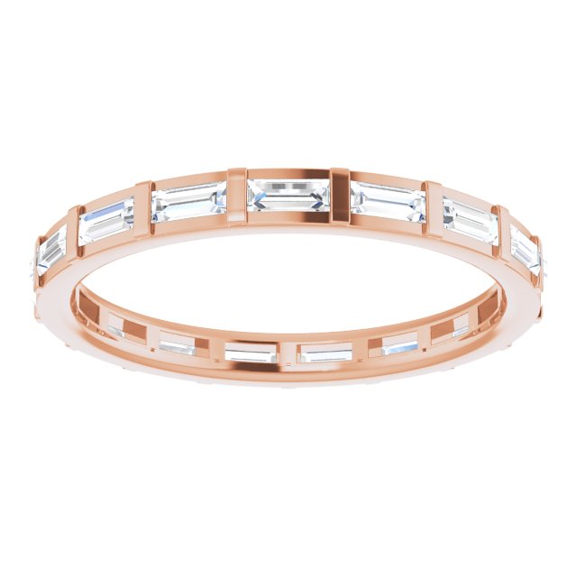 14K Gold Straight Baguette Natural Diamond Channel-Set Baguette Eternity Band – 3x1.25 mm Stones - Rose Gold - view 3