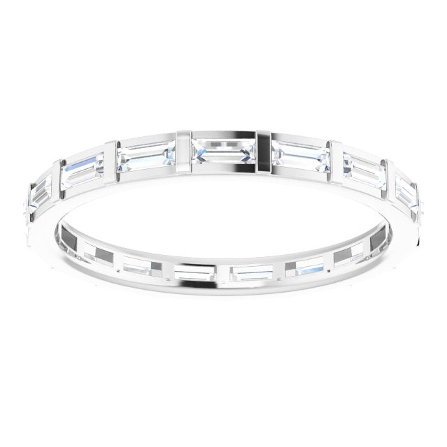 Platinum Straight Baguette Natural Diamond Channel-Set Baguette Eternity Band – 3x1.25 mm Stones - view 3