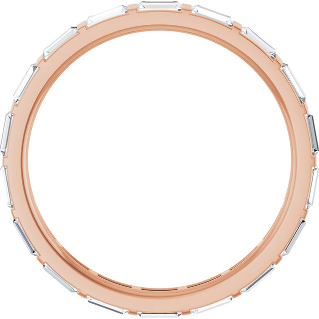 14K Gold Straight Baguette Natural Diamond Channel-Set Baguette Eternity Band – 3x1.5 mm Stones - Rose Gold - view 2