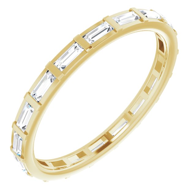 14K Gold Straight Baguette Natural Diamond Channel-Set Baguette Eternity Band – 3x1.25 mm Stones - Yellow Gold