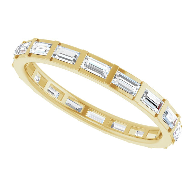 14K Gold Straight Baguette Natural Diamond Channel-Set Baguette Eternity Band – 3x1.5 mm Stones - Yellow Gold - view 5