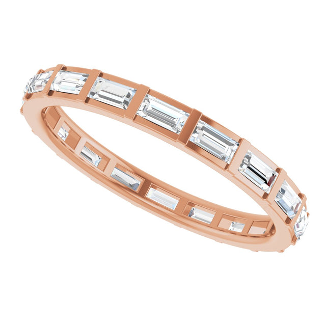 14K Gold Straight Baguette Natural Diamond Channel-Set Baguette Eternity Band – 3x1.5 mm Stones - Rose Gold - view 5