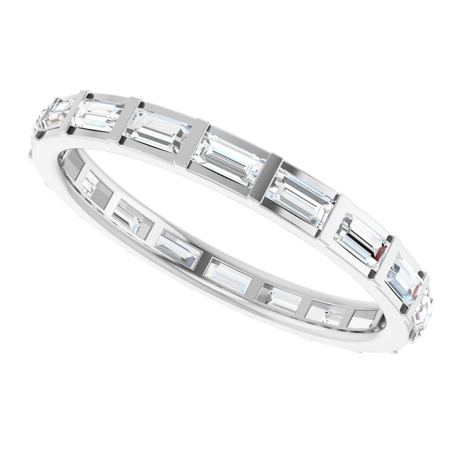 14K Gold Straight Baguette Natural Diamond Channel-Set Baguette Eternity Band – 3x1.5 mm Stones - White Gold - view 5