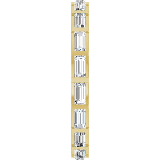 14K Gold Straight Baguette Natural Diamond Channel-Set Baguette Eternity Band – 3x1.5 mm Stones - Yellow Gold - view 4