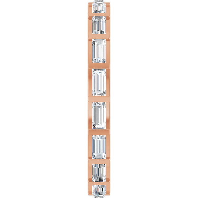 14K Gold Straight Baguette Natural Diamond Channel-Set Baguette Eternity Band – 3x1.5 mm Stones - Rose Gold - view 4