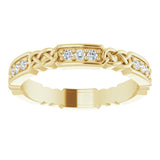 14K Gold Round Natural Diamond Celtic-Inspired Eternity Band – 1.5 mm Stones - Yellow Gold - view 3