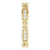 14K Gold Round Natural Diamond Celtic-Inspired Eternity Band – 1.5 mm Stones - Yellow Gold - view 4