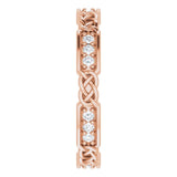 14K Gold Round Natural Diamond Celtic-Inspired Eternity Band – 1.5 mm Stones - Rose Gold - view 4