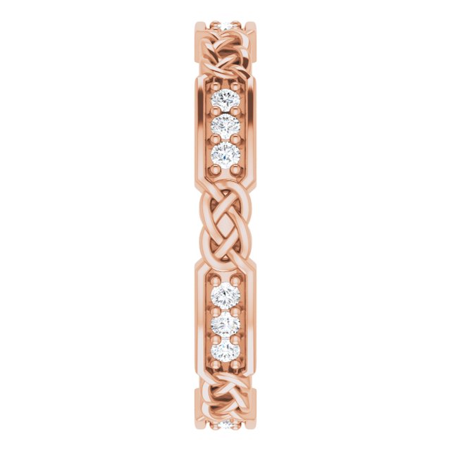 14K Gold Round Natural Diamond Celtic-Inspired Eternity Band – 1.5 mm Stones - Rose Gold - view 4