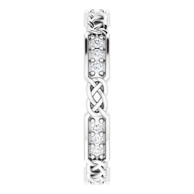 Platinum Round Natural Diamond Celtic-Inspired Eternity Band – 1.5 mm Stones - view 4