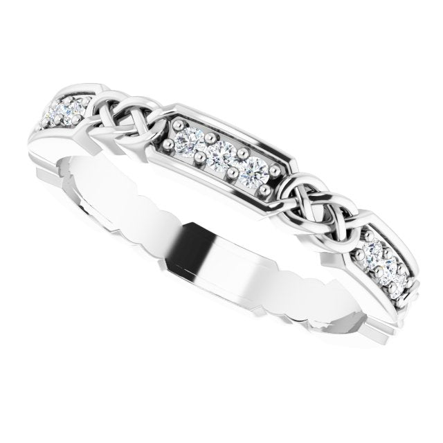 Platinum Round Natural Diamond Celtic-Inspired Eternity Band – 1.5 mm Stones - view 5