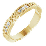 14K Gold Round Natural Diamond Celtic-Inspired Eternity Band – 1.5 mm Stones - Yellow Gold