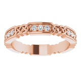 14K Gold Round Natural Diamond Celtic-Inspired Eternity Band – 1.5 mm Stones - Rose Gold - view 3